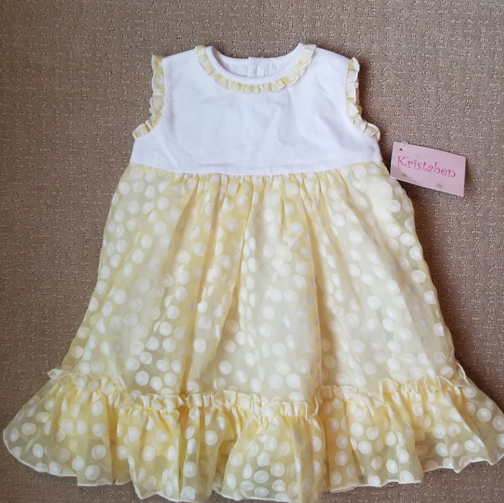 Nwt Kristaben Yellow Dot Sundress size 12-18 m